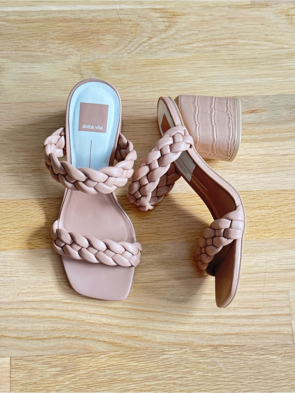 Dolce Vita Blush Braided Block Heel Mules